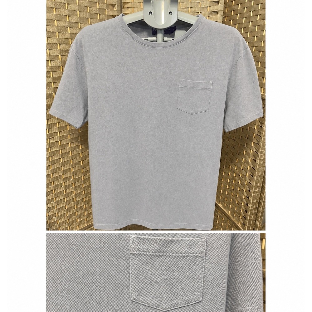 Ralph Lauren Purple Label Mens Blue Linen Cotton Pocket T-Shirt Made in Italy L
